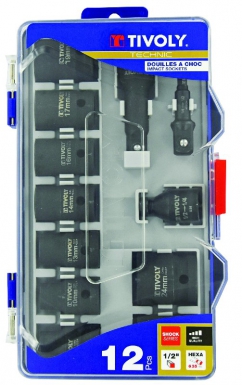 12-PIECE SET - 9 IMPACT SOCKETS Ø 8 TO 24 MM + 2 ADAPTERS + 1 EXTENSION - IMPACT. DIAYTAR NIGERIA: Where shopping is easy, prices are low, and delivery is just days away.