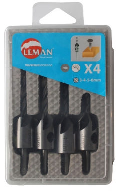 SET OF 4 TWIST WOOD DRILLS + COUNTERSINKS - Ø 3-4-5-6 MM. DIAYTAR NIGERIA: Where shopping meets satisfaction with affordable prices and prompt delivery services.