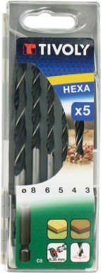 BOX OF 5 PRO HEXAGONAL WOOD DRILLS - Ø 3-4-5-6-8 MM. DIAYTAR NIGERIA: Where every Nigerian finds affordable products delivered within the week.