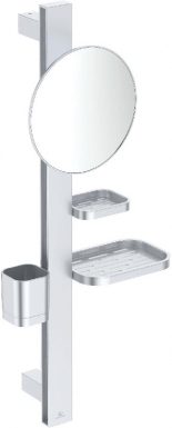 ALU+ BEAUTY BAR S700 COLUMN WITH SHELVES AND 200 MM MIRROR - GLOSSY SILVER. DIAYTAR NIGERIA delivers affordability and convenience with every purchase, shipped within the week.