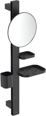ALU+ BEAUTY BAR S700 COLUMN WITH SHELVES AND 200 MM MIRROR - MATT BLACK. DIAYTAR NIGERIA promises affordability and variety with every purchase, delivered in 5-8 days.