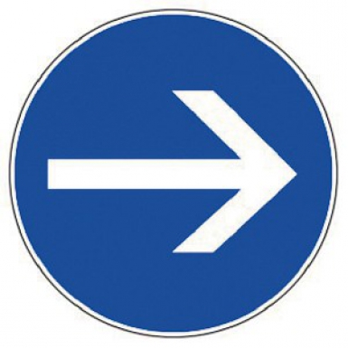 DISC "MANDATORY DIRECTION" WHITE LETTERS BLUE/RED BACKGROUND, Ø 450 MM. Experience shopping freedom with DIAYTAR NIGERIA's vast selection and 5-8 day nationwide delivery service.