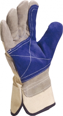 DOCKER GLOVES "DS202RP" IN LINED COWHIDE SPLIT LEATHER - BLUE SPLIT LEATHER REINFORCEMENT ON THE PALM, THUMB AND INDEX FINGER - NATURAL COWHIDE SPLIT LEATHER REINFORCEMENT ON THE BACK OF THE FINGER TIPS - BACK REINFORCEMENT AND ARTERY PROTECTOR. DIAYTAR NIGERIA: Where every purchase is affordable and delivery is always within a week.