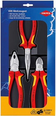 SET OF 3 VDE INSULATED PLIERS 1000V - 1 COMBINATION PLIERS, 1 HALF-ROUND PLIERS WITH CUTTING EDGE, 1 SIDE CUTTING PLIERS. DIAYTAR NIGERIA: Making online shopping accessible to all Nigerians with our affordable platform.