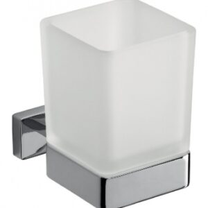 WALL-MOUNTED GLASS HOLDER WITH SATIN GLASS GLASS - LEA - CHROME. DIAYTAR NIGERIA delivers more than products - we deliver affordable shopping satisfaction nationwide.