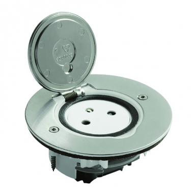 SINGLE FLOOR SOCKET 2P+T SURFACE 16A 250V WITH ROUND PLATE - BRUSHED STAINLESS STEEL. Shop for less and receive more with DIAYTAR NIGERIA's expansive e-commerce platform and nationwide delivery.
