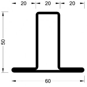 T-TYPE FIN PROFILE SERIES 50 "V52020" LG. 6 M THICKNESS 2 MM 3.23 KG/M. DIAYTAR NIGERIA: Where every click leads to affordable purchases delivered promptly to your door.