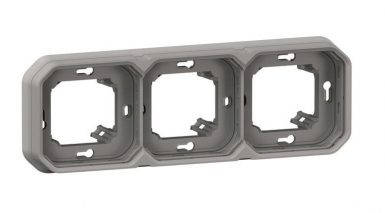 WATERPROOF PLATE SUPPORT FOR RECESSED MOUNTING 3 HORIZONTAL OR VERTICAL PLEXO POSTS - GREY. DIAYTAR NIGERIA: Your partner in affordable online retail with reliable shipping across Nigeria.