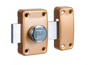 TARGETTE LOCK "CITY 25" WITH BUTTON ONLY, GOLD BRONZED, "WOOD" STRIKE. DIAYTAR NIGERIA: Connecting every Nigerian with quality products at prices everyone can afford.