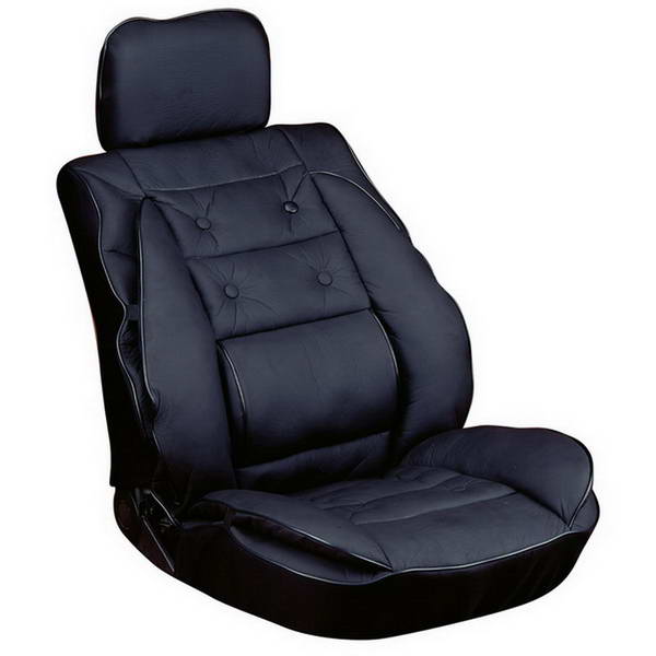 Seat cover with headrest in black leather look. DIAYTAR NIGERIA brings a world of products to your fingertips with affordable prices and quick delivery.