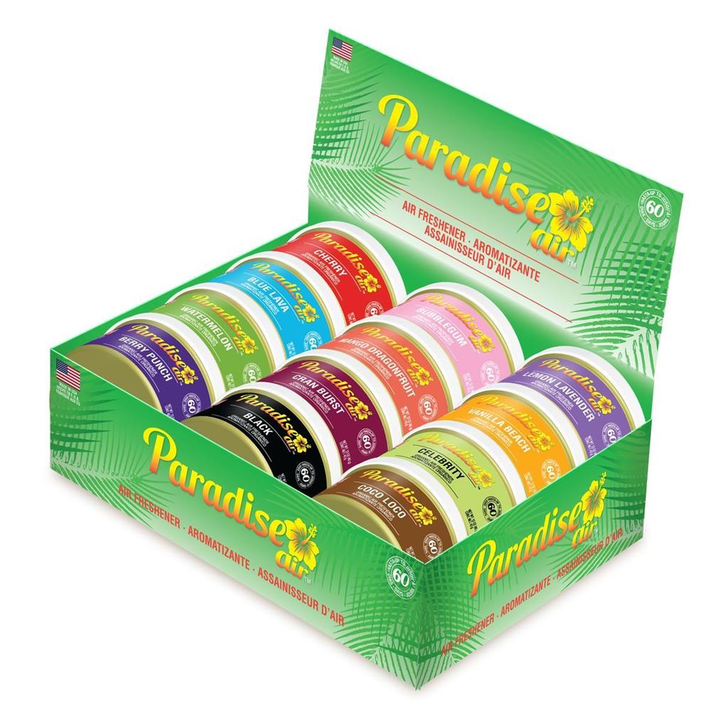 Display of 12 Paradise Air box air fresheners (panache fragrances). DIAYTAR NIGERIA: Redefining online shopping with unbeatable prices and consistent delivery times.